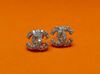 Picture of “C” stud earrings in sterling silver with round cubic zirconia, two interlocking C-shapes - medium