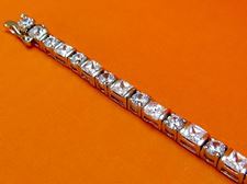 Picture of “Classic Zirconia” tennis bracelet in sterling silver with round and square cubic zirconia