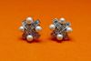 Picture of “Diagonal weave” set of pendant and stud earrings in sterling silver with white cultured pearls