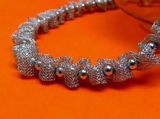 Image de « Net Fantaisie » ensemble de collier et de bracelet en argent sterling, résille entrecoupée de perles rondes polies