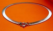 Picture of “Fancy Silk” sleek Italian necklace with flexible flat omega links entirely in sterling silver