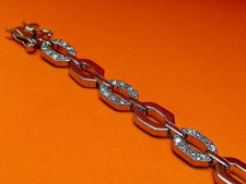 Picture of “Octagonal link” bracelet in sterling silver of which every second link is inlaid with round cubic zirconia