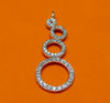 Picture of “Zirconia circles” pendant in sterling silver with off-center circles encrusted with round cubic zirconia