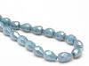 Picture of 10x7 mm, Czech faceted tear-shaped beads, light turquoise blue, opaque, lumi blue luster