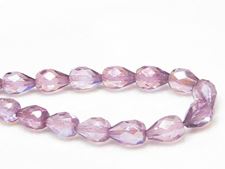 Image de 10x7 mm, perles à facettes tchèques gouttes, transparentes, lustrées violet améthyste