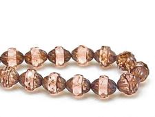 Picture of 11x10 mm, turbine, Czech beads, topaz brown, light rose encircled