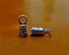 Picture of 11x4.7 mm, pinch cord end caps, 2 mm hole, 4 leaves, JBB findings, silver-plated pewter, 2 pieces
