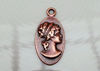 Picture of 12x25 mm, cameo type, female profile, pendant charms, pewter, JBB findings, copper-plated