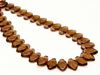 Picture of 12x7 mm, Czech druk beads, wavy leaf, warm topaz brown, transparent