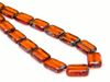 Picture of 12x8 mm, flat rectangular Czech beads, hyacinth orange yellow, transparent, grey picasso