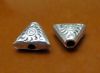 Image de 15x10 mm, embouts de cordon, trou de 2 mm, triangle plat, zamak argenté, déco, 4 pièces