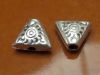 Image de 15x10 mm, embouts de cordon, trou de 2 mm, triangle plat, zamak argenté, déco, 4 pièces