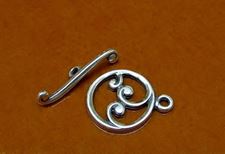 Picture of 15x15 mm, toggle clasp, scrolls, round, JBB findings, silver-plated pewter