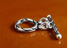 Picture of 16x16 mm, toggle clasp, sturdy multi-strand, 2-rings, antique sterling silver, 1 set