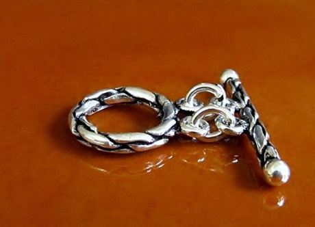 Picture of 16x16 mm, toggle clasp, sturdy multi-strand, 2-rings, antique sterling silver, 1 set