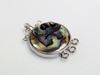 Picture of 21x21 mm, brass clasp, multi-strand slide, 3 rings, silver-plated, inlaid with abalone