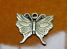 Picture of 22x18 mm, happiness is a butterfly, pendant charms, pewter, JBB findings, brass-plated