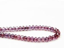 Picture of 3x5 mm, Czech faceted rondelle beads, transparent, alexandrite purple luster