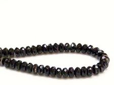 Picture of 4x7 mm, Czech faceted rondelle beads, black, opaque, brown iris glow