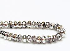 Picture of 4x7 mm, Czech faceted rondelle beads, crystal, transparent, half tone silver mirror