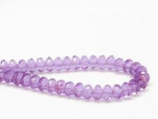 Image de 4x7 mm, perles à facettes tchèques rondelles, rose-violet héliotrope, transparent
