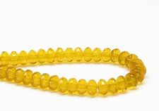 Picture of 4x7 mm, Czech faceted rondelle beads, lemon yellow, transparent