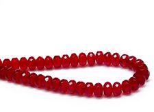 Afbeeldingen van 4x7 mm, Tsjechische facet rondel kralen, licht granaat rood, transparant