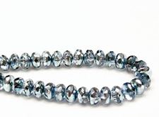 Image de 4x7 mm, perles à facettes tchèques rondelles, transparentes, lustrées bleu gris pâle, miroir partiel