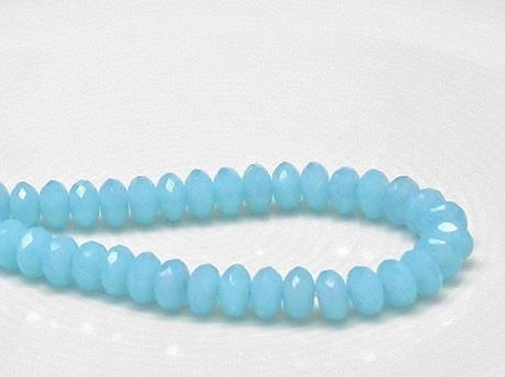 Picture of 4x7 mm, Czech faceted rondelle beads, turquoise opal blue, opaque