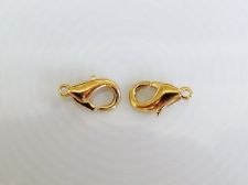 Picture of 6x10 mm, brass lobster claw clasp, gold-plated, deluxe version
