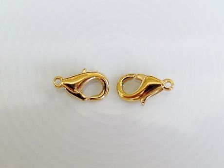 Picture of 6x10 mm, brass lobster claw clasp, gold-plated, deluxe version