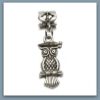 Image de 4x6 mm, perles tubes et breloque, alliage, argenté, maître hibou, 2 pièces