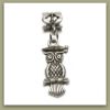 Picture of 4x6 mm, tube beads and charm, alloy, silver-plated, owl master, 2 pieces