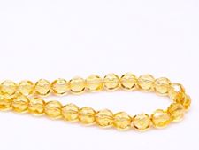 Picture of 6x6 mm, Czech faceted round beads, transparent, light topaz yellow luster