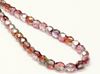 Picture of 6x6 mm, Czech faceted round beads, transparent, variegated garnet red-green luster