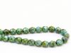 Picture of 6x6 mm, Czech faceted round beads, turquoise blue, opaque, green picasso