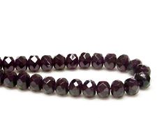 Picture of 6x8 mm, Czech faceted rondelle beads, amethyst black, translucent