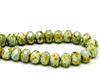 Picture of 6x8 mm, Czech faceted rondelle beads, celadon green, opaque, picasso