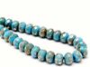 Image de 6x8 mm, perles à facettes tchèques rondelles, bleu turquoise pâle, opaque, ombré or pâle