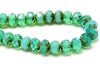 Picture of 6x8 mm, Czech faceted rondelle beads, opal aqua green, translucent, travertine