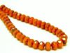 Picture of 6x8 mm, Czech faceted rondelle beads, orange, opaque, amber gloss, travertine