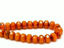 Picture of 6x8 mm, Czech faceted rondelle beads, orange, opaque, amber gloss, travertine