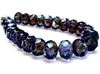 Picture of 6x8 mm, Czech faceted rondelle beads, deep royal blue, transparent, travertine