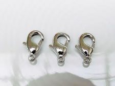 Picture of 6x9 mm, brass lobster claw clasp, silver-plated, 8 pieces