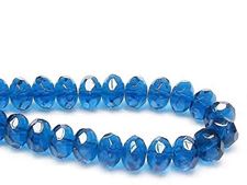 Picture of 6x9 mm, Czech faceted rondelle beads, deep sky blue, transparent