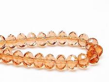 Picture of 6x9 mm, Czech faceted rondelle beads, pastel peach, transparent