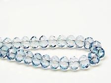 Picture of 6x9 mm, Czech faceted rondelle beads, transparent, light blue luster