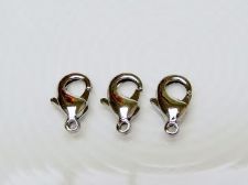 Picture of 7x12 mm, brass lobster claw clasp, silver-plated, 8 pieces