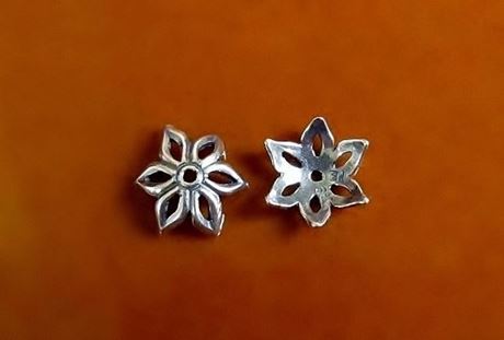 Picture of 8 mm, bead caps, jasmine, JBB findings, silver-plated pewter, 2 pieces