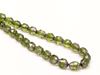 Image de 8x6 mm, cathédrale, perles tchèques, vert olive, transparent, bords argentés